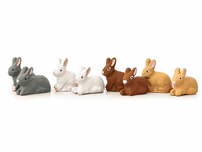 Lapin couché et assis sans socle