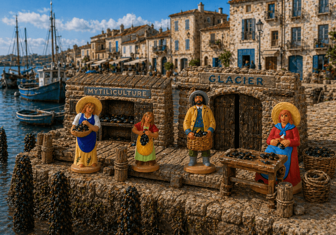 Famille de Vendeur, vendeuse de moules et leurs fille Célestine