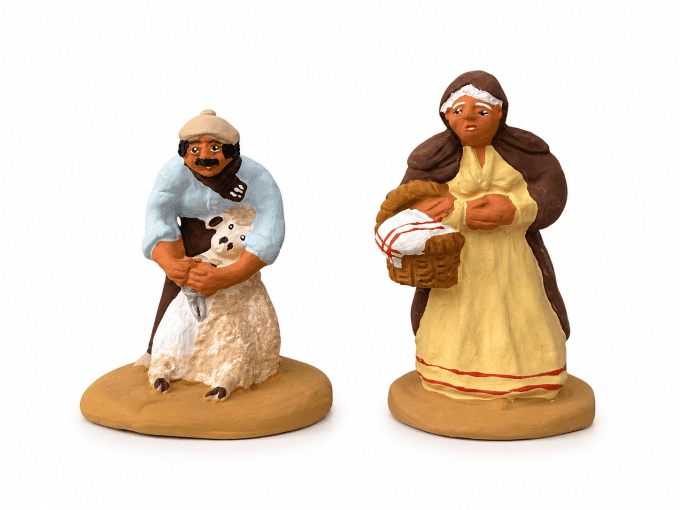 Tondeur de moutons et la vielle bergère aux provision